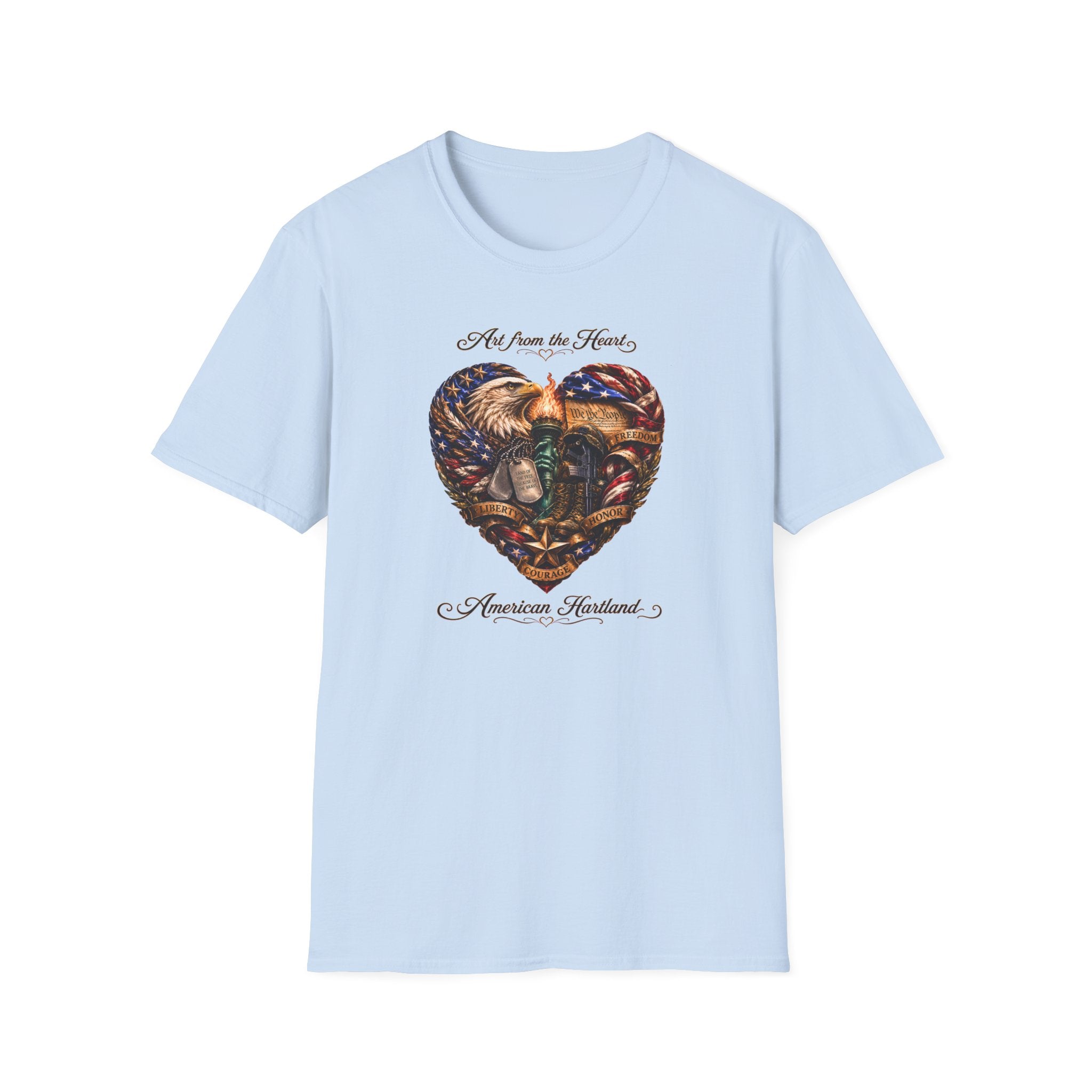 T-Shirt — "Art From the Heart" American Veterans Patriotic Eagle Heart Design