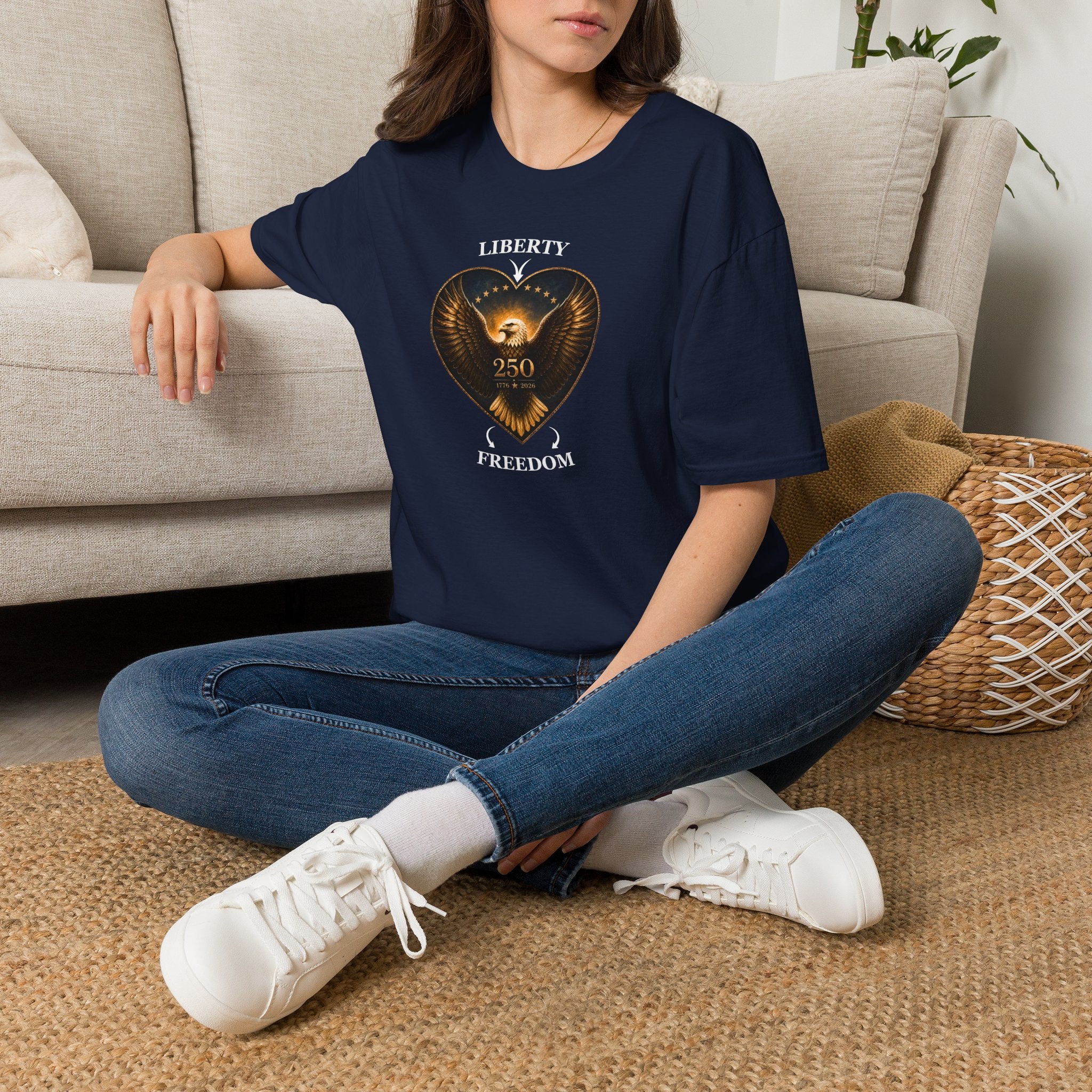 Liberty Heart Eagle T-Shirt — "Liberty 250" Patriotic Freedom Tee