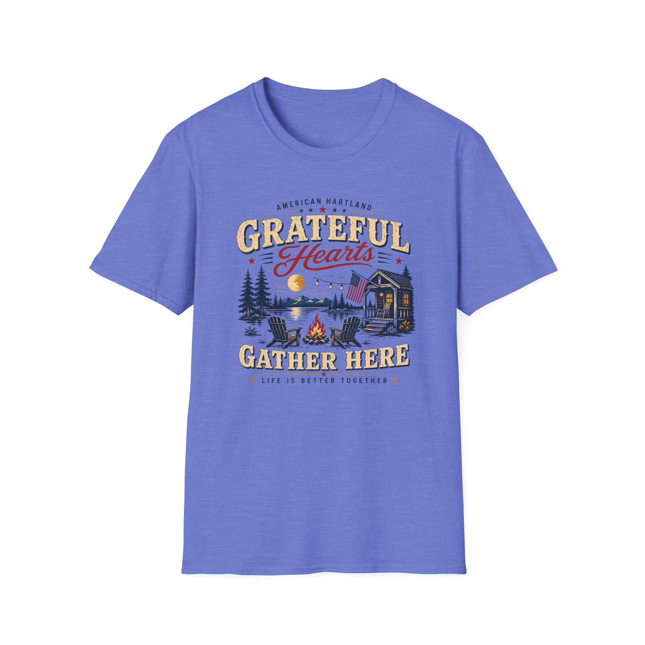 Grateful Hearts T-Shirt — American Heartland Cabin & Campfire Graphic