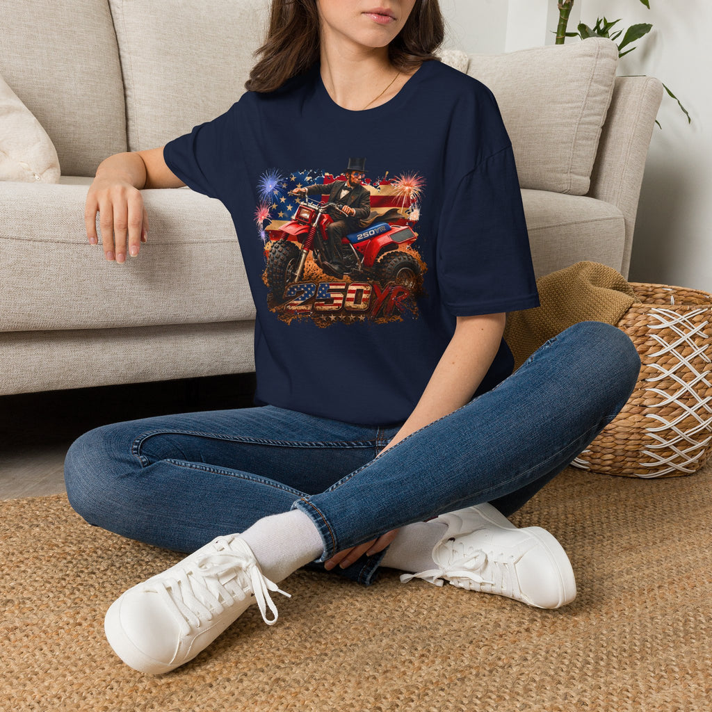 Patriotic Lincoln Riding ATV T-Shirt — 4th of July Veteran Americana Tee