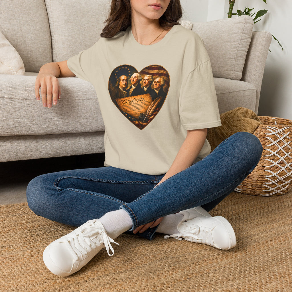 Patriotic Founding Fathers Heart T-Shirt — We the People Constitution Design