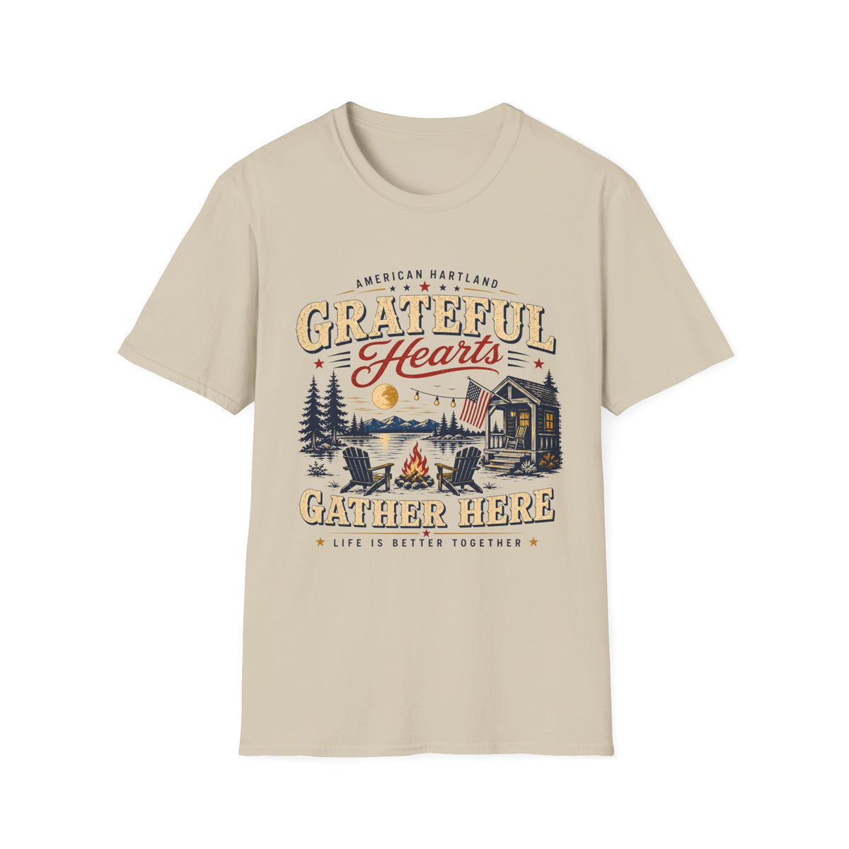 Grateful Hearts gather here Campfire T-Shirt