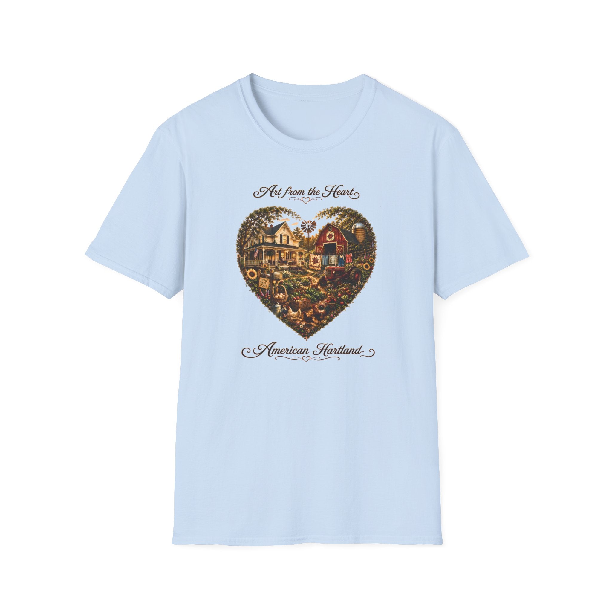 Heartland Farm Heart Graphic T-Shirt — "Art from the Heart" Rustic Cottage Tee