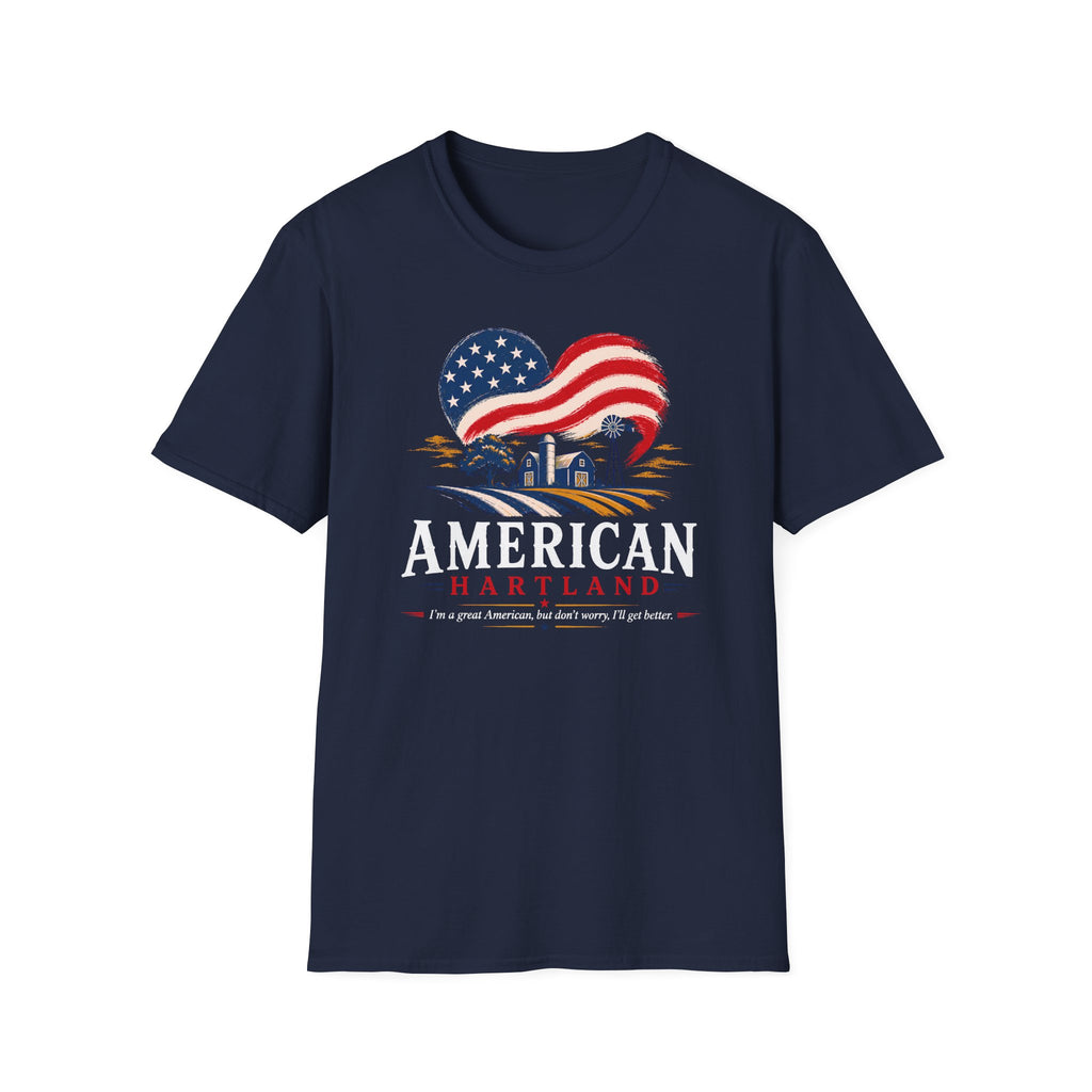 American Heartland T-Shirt — Patriotic Farm USA Flag Design