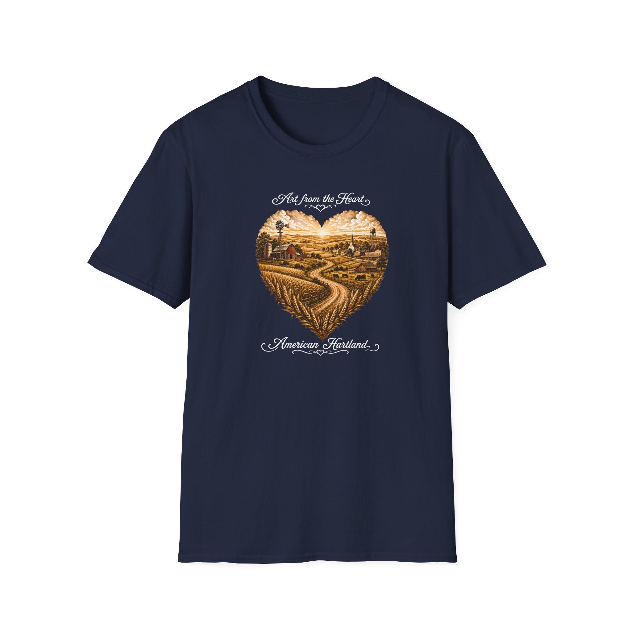 Heartland Farm T-Shirt — "Art from the Heart" Vintage Country Landscape