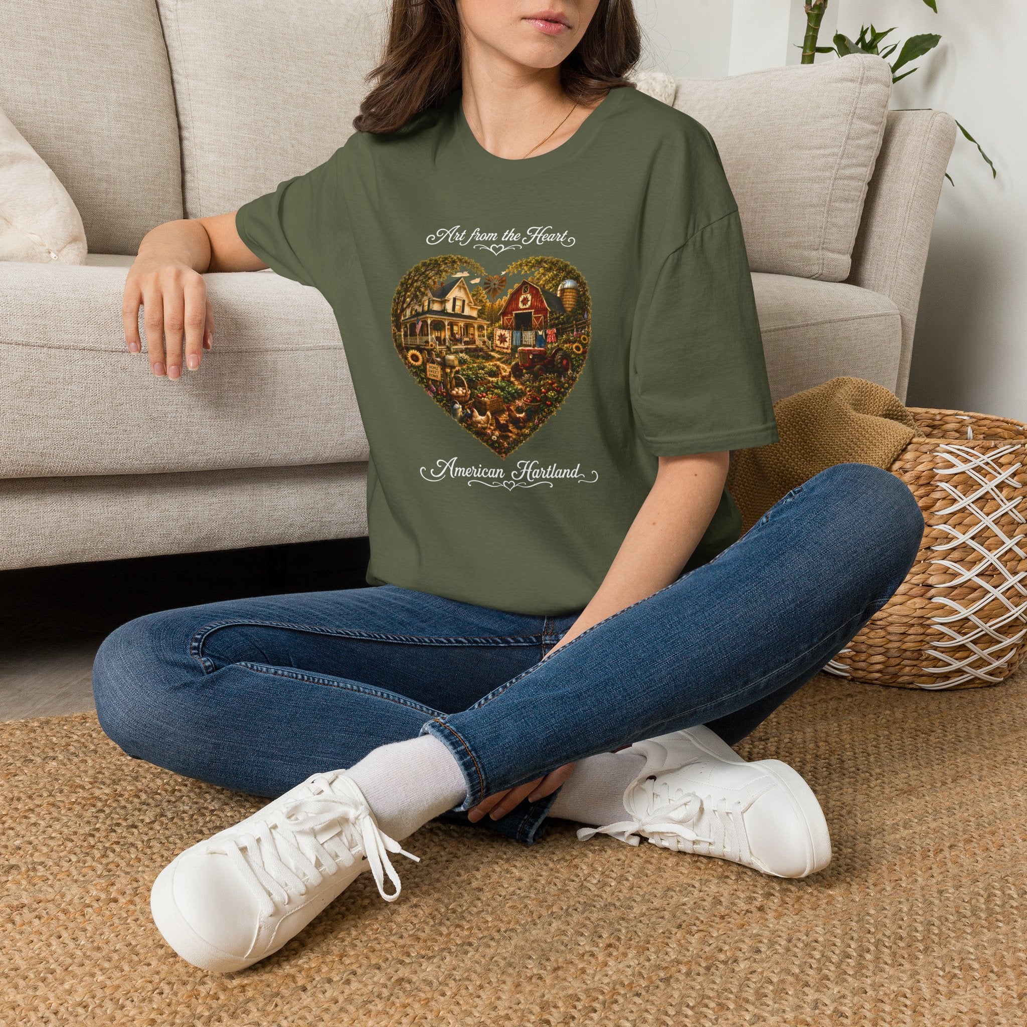 Heartland Farm Heart Graphic T-Shirt — "Art from the Heart" Rustic Cottage Tee