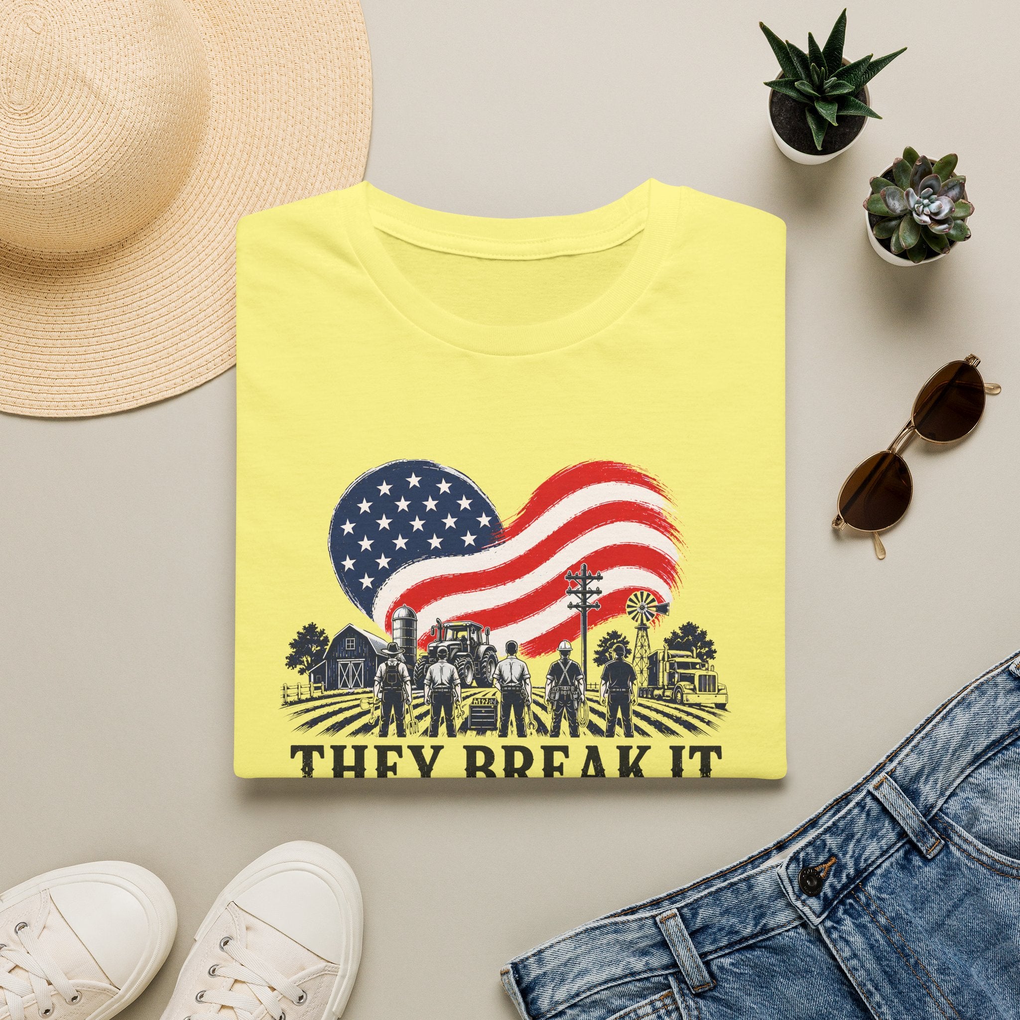 They Break It We Fix It T-Shirt — Patriotic USA Flag Tee