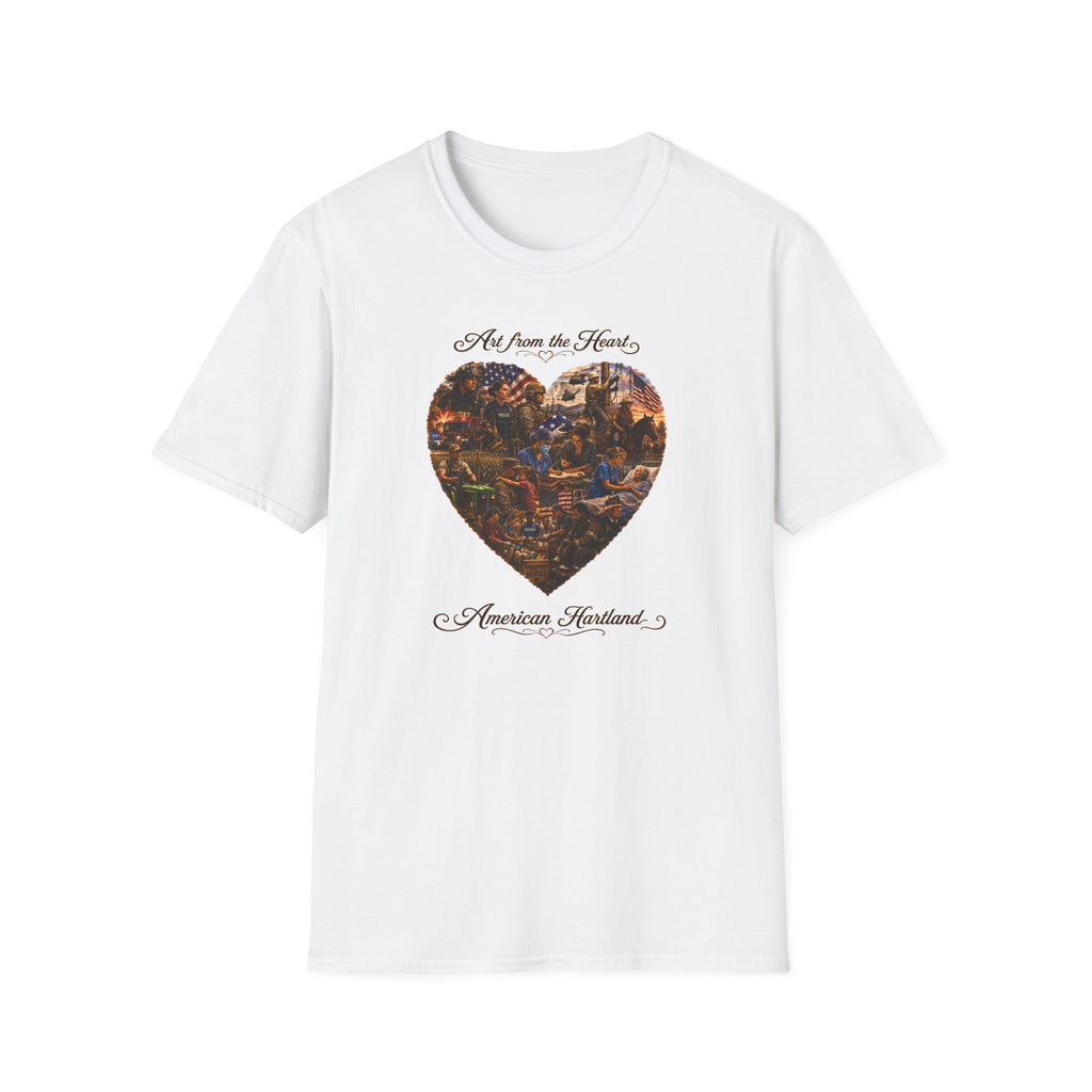 Heart-Shaped Americana Art T-Shirt — "Art from the Heart" Graphic Tee