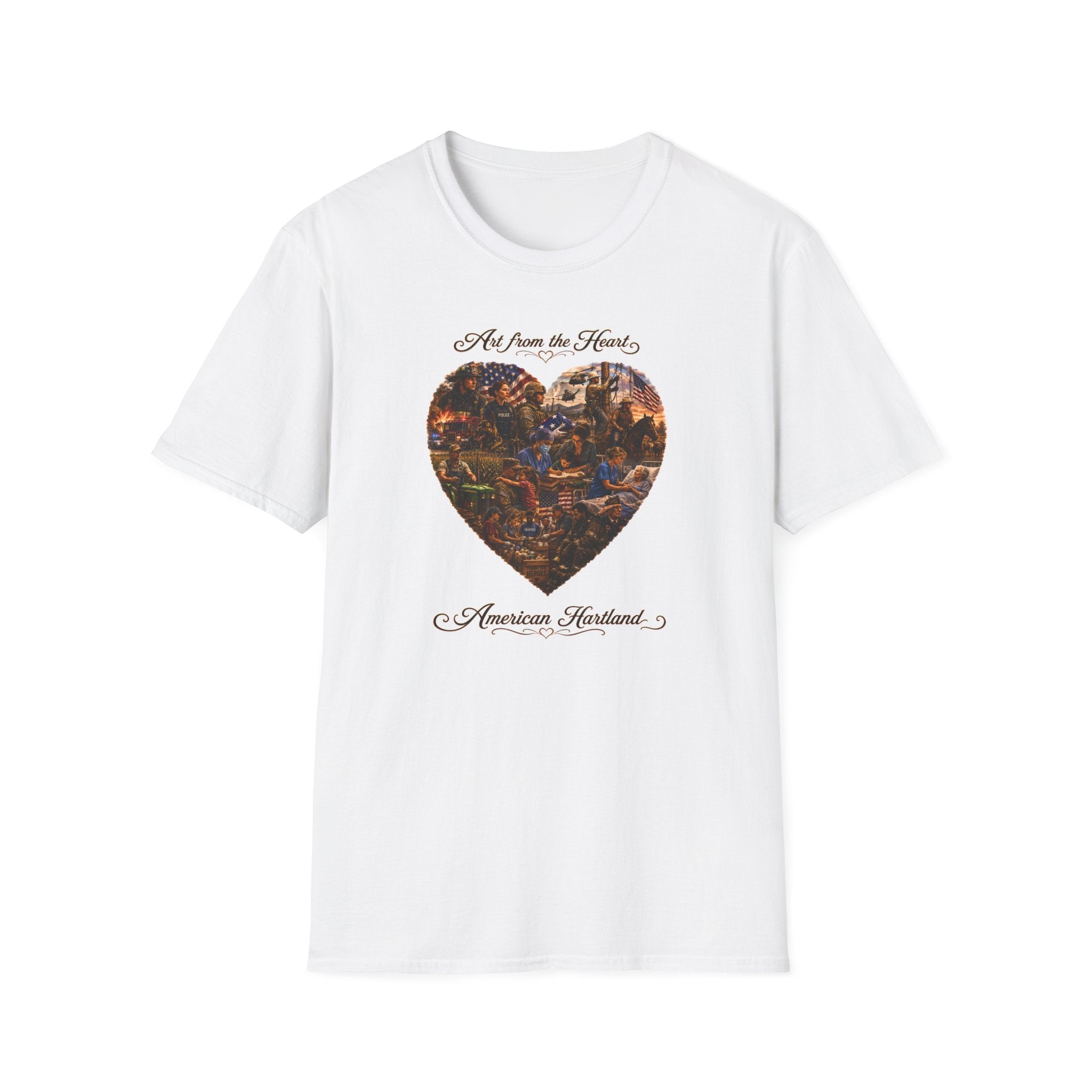 Heart-Shaped Americana Art T-Shirt — "Art from the Heart" Graphic Tee