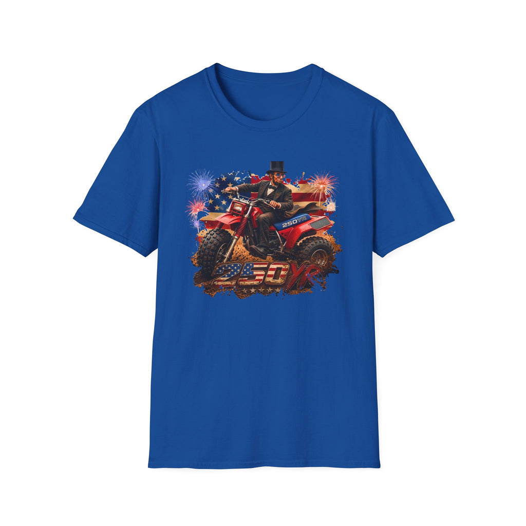Patriotic Lincoln Riding ATV T-Shirt — 4th of July Veteran Americana Tee