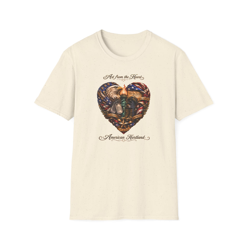 T-Shirt — "Art From the Heart" American Veterans Patriotic Eagle Heart Design