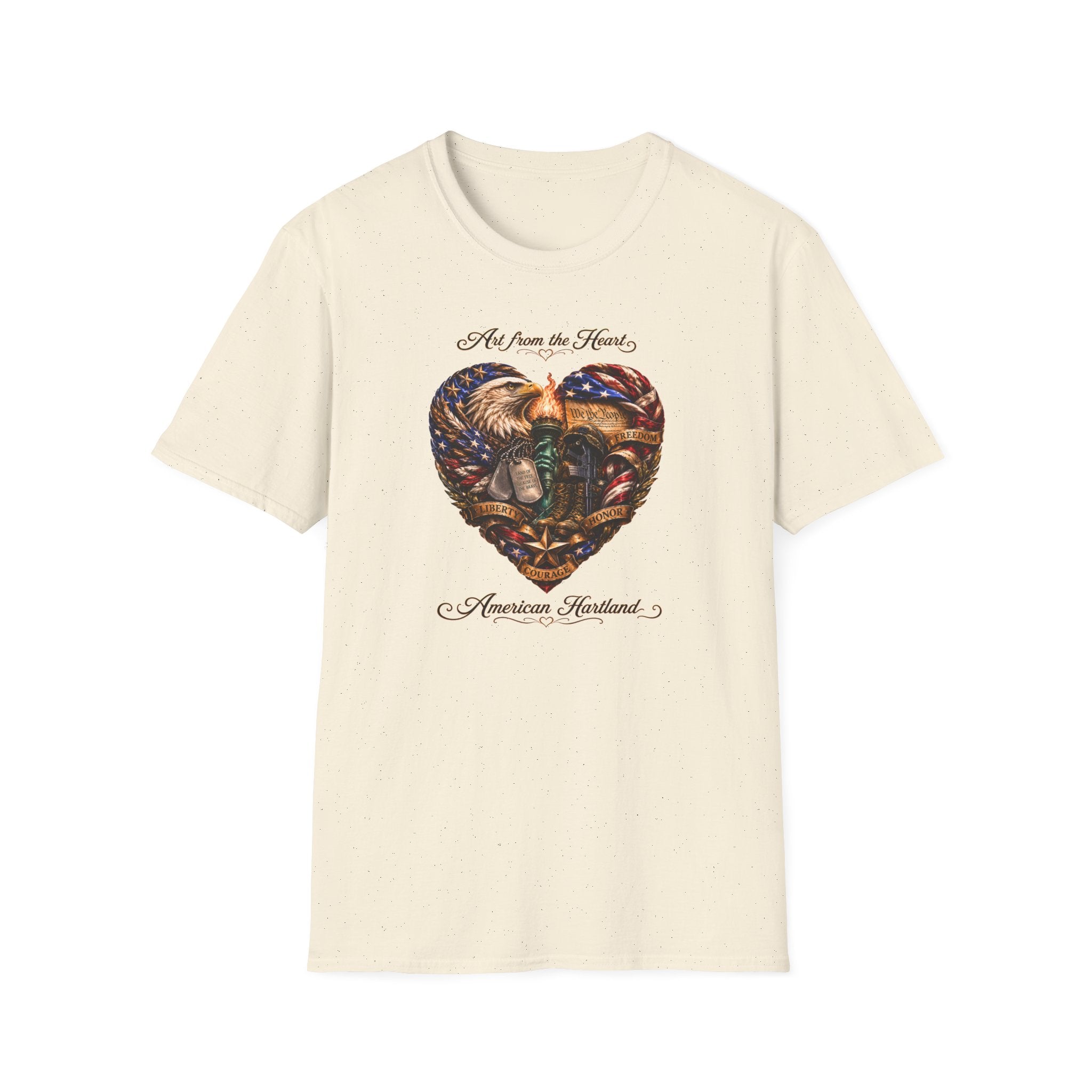 T-Shirt — "Art From the Heart" American Veterans Patriotic Eagle Heart Design