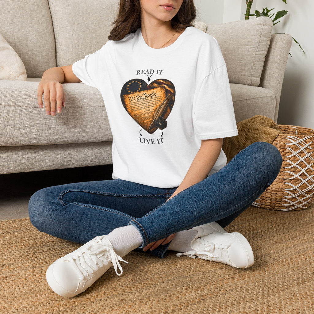 T-Shirt — "Read It, Live It" Constitution Heart Tee
