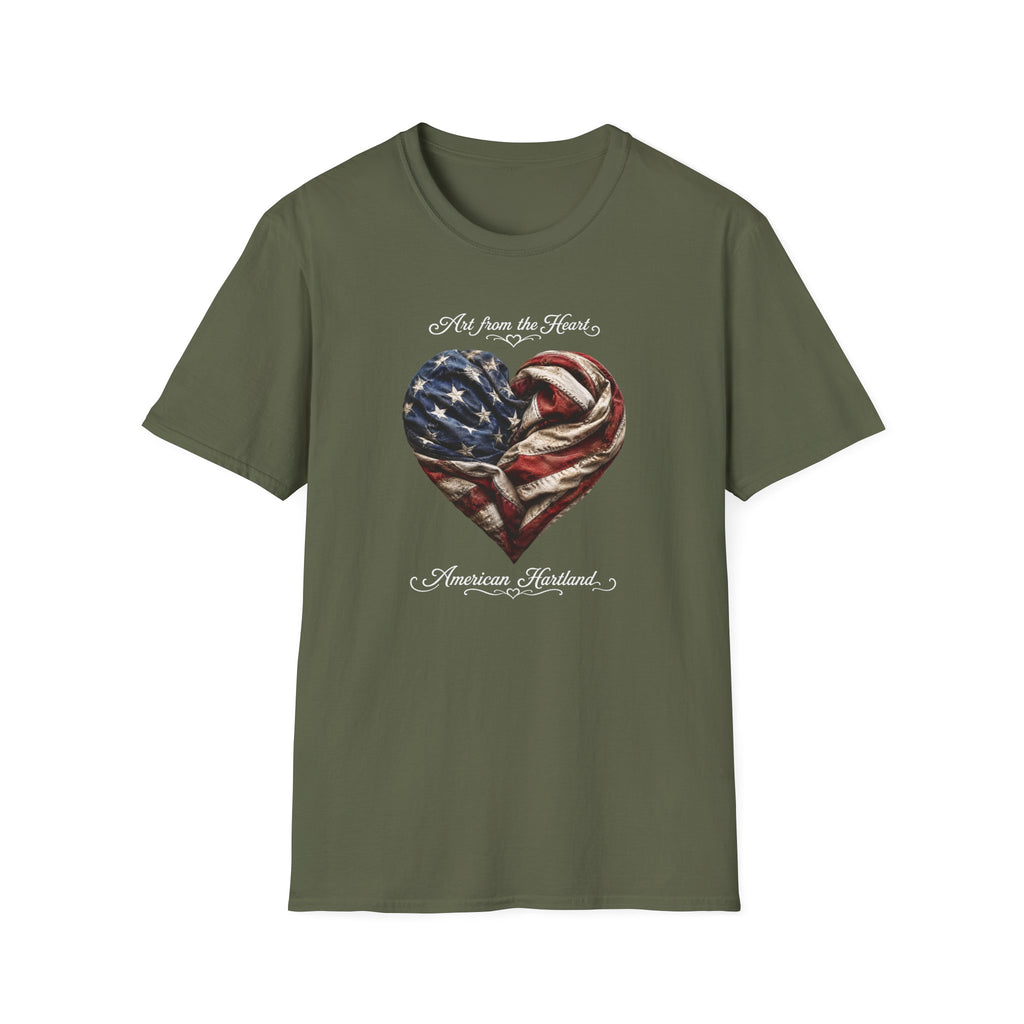 Patriotic Heart T-Shirt — “Art From the Heart” American Flag Tee