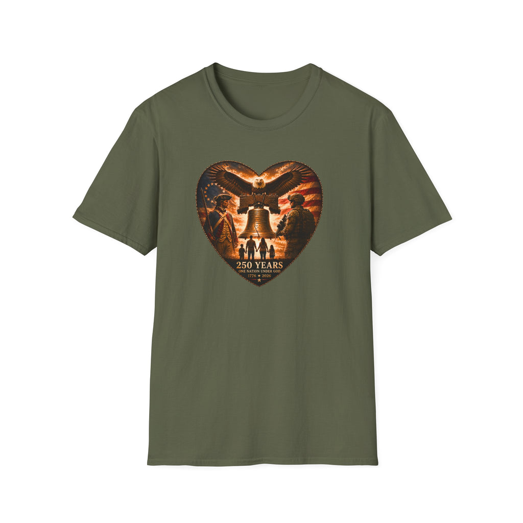 Liberty Heart T‑Shirt — Patriotic Eagle & Liberty Bell Design