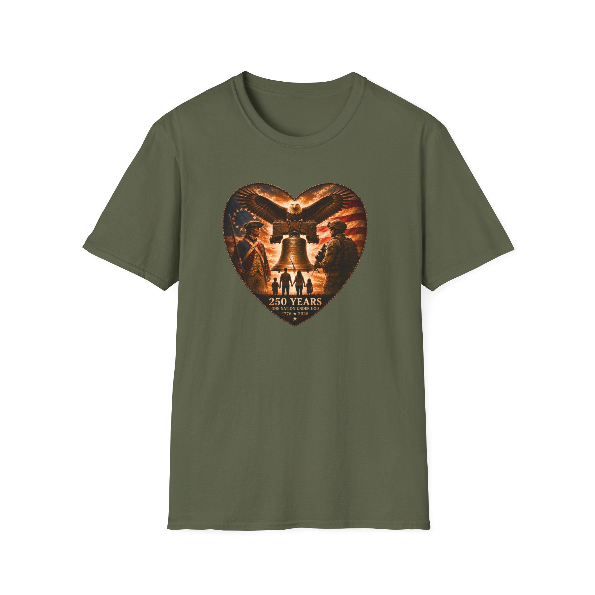 Liberty Heart T‑Shirt — Patriotic Eagle & Liberty Bell Design