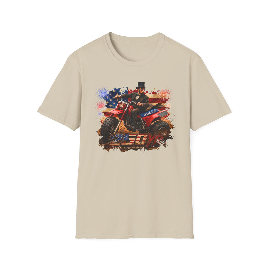 Patriotic Lincoln Riding ATV T-Shirt — 4th of July Veteran Americana Tee