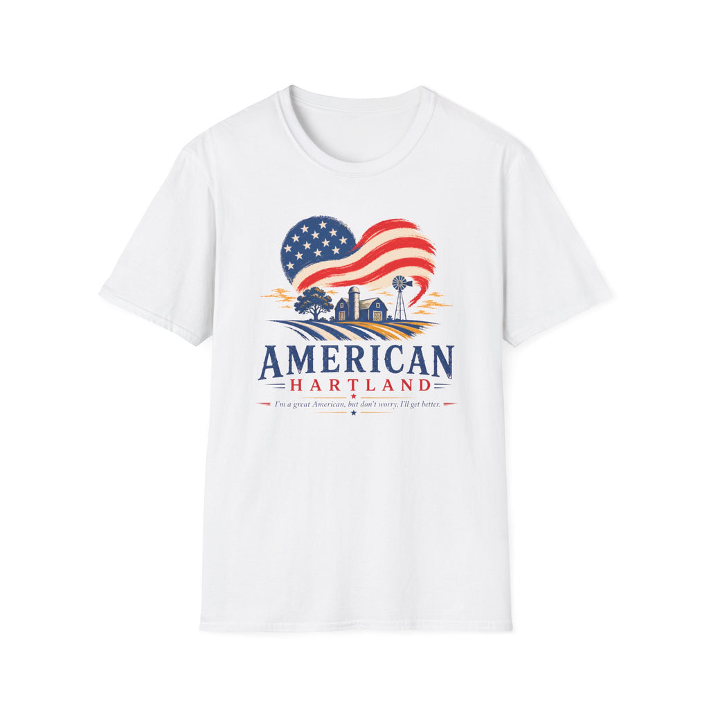 American Heartland T-Shirt — Patriotic Farm USA Flag Design