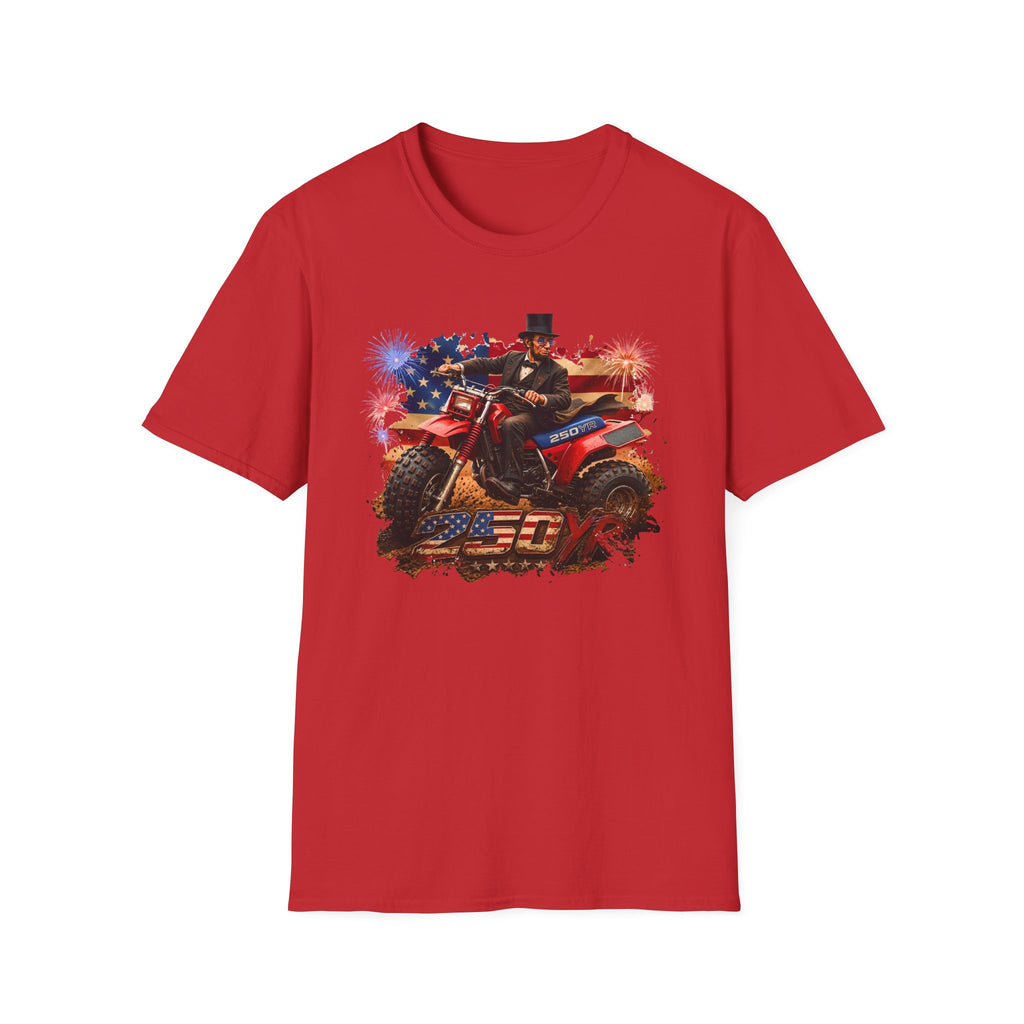 Patriotic Lincoln Riding ATV T-Shirt — 4th of July Veteran Americana Tee
