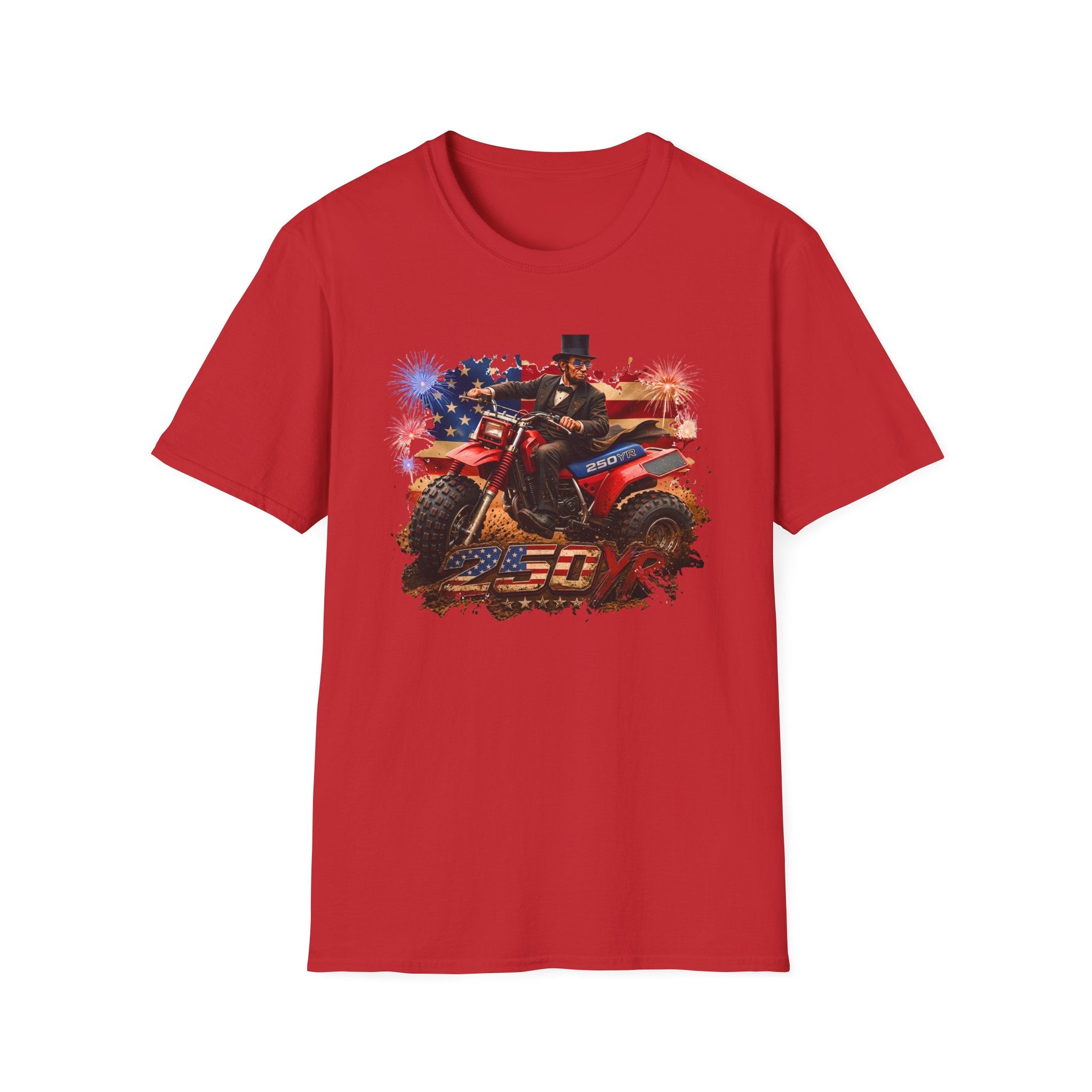 Patriotic Lincoln Riding ATV T-Shirt — 4th of July Veteran Americana Tee