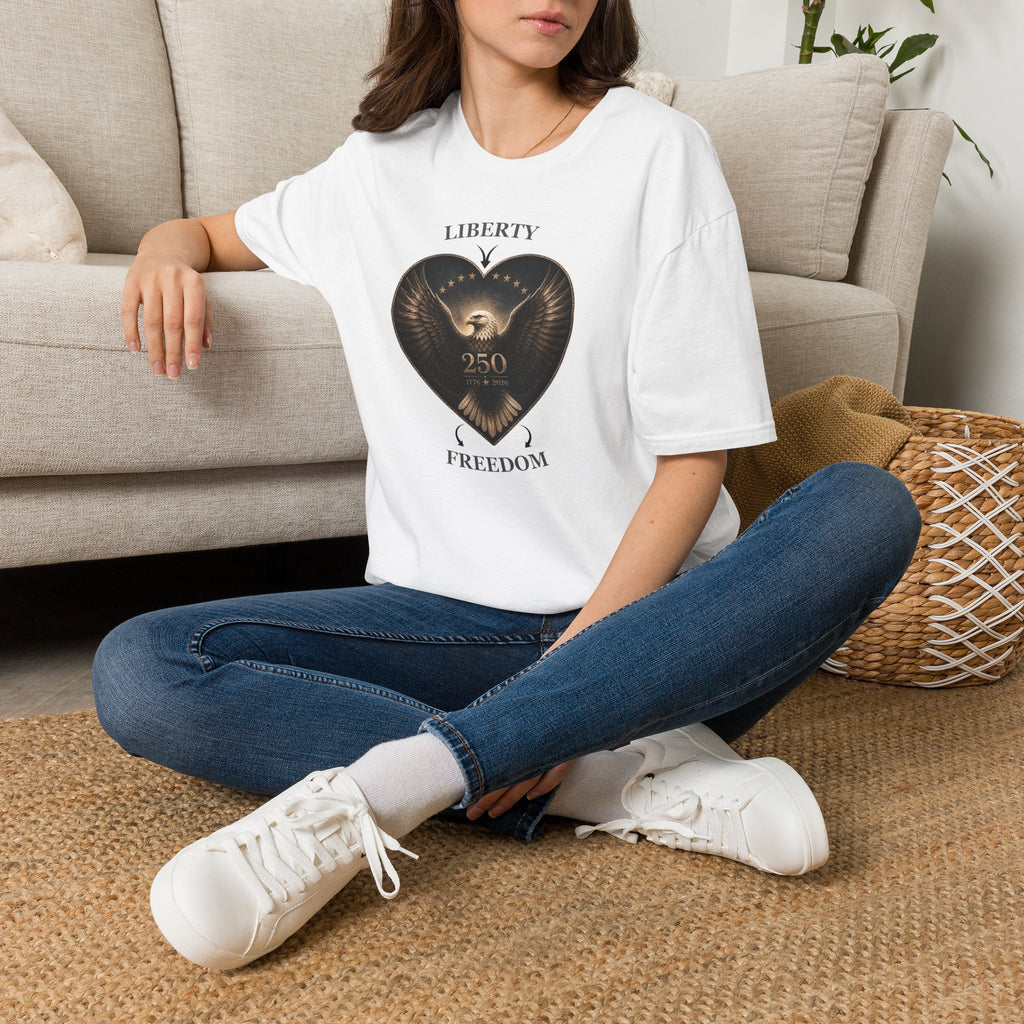Liberty Heart Eagle T-Shirt — "Liberty 250" Patriotic Freedom Tee