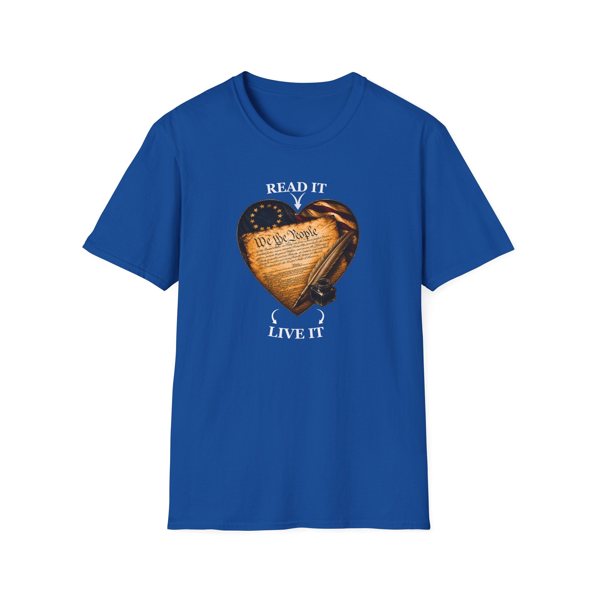 T-Shirt — "Read It, Live It" Constitution Heart Tee