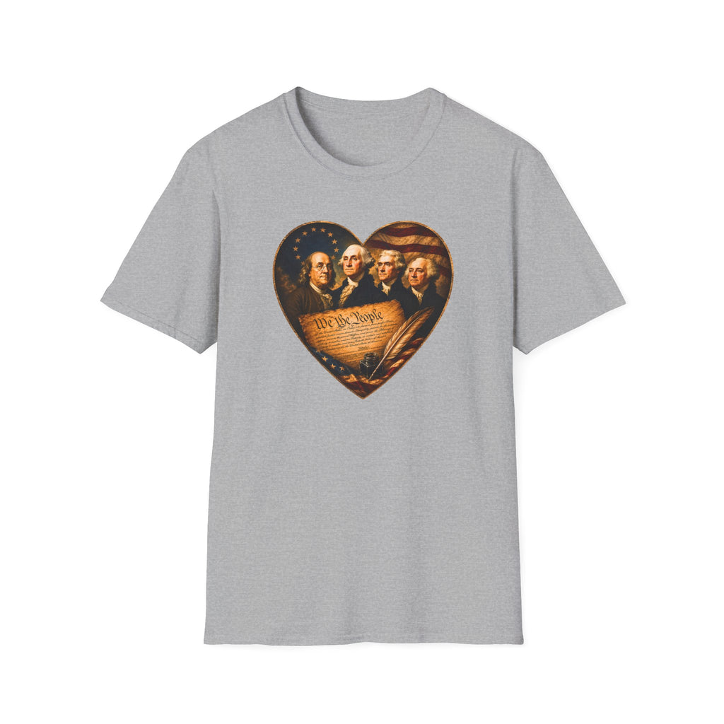 Patriotic Founding Fathers Heart T-Shirt — We the People Constitution Design