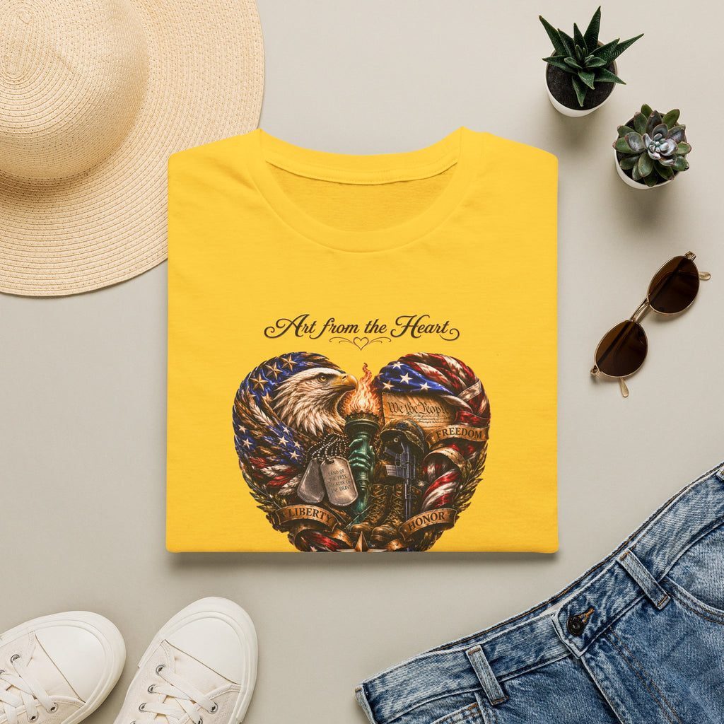 T-Shirt — "Art From the Heart" American Veterans Patriotic Eagle Heart Design