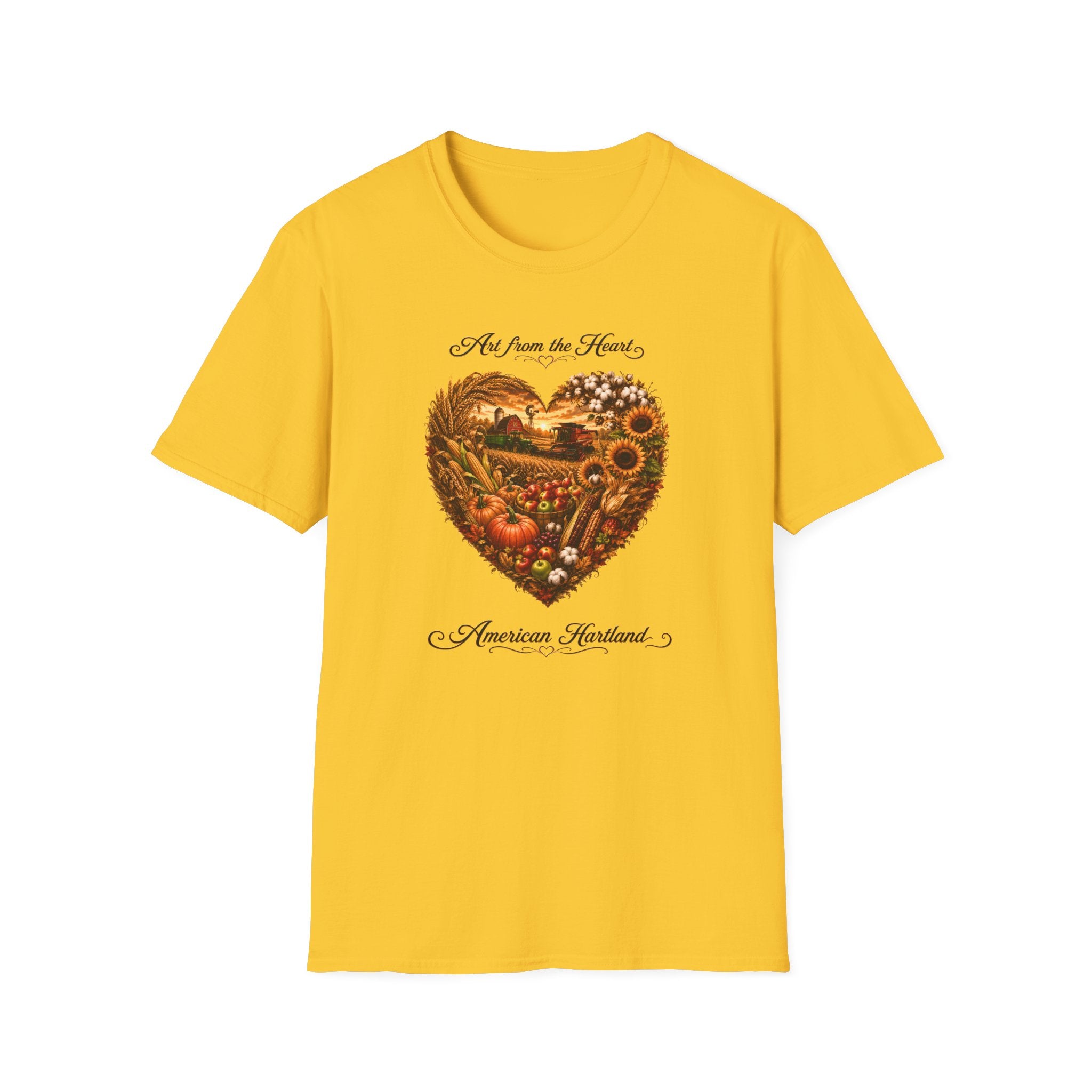 Heartland Harvest T-Shirt — "Art from the Heart" Autumn Farm Design