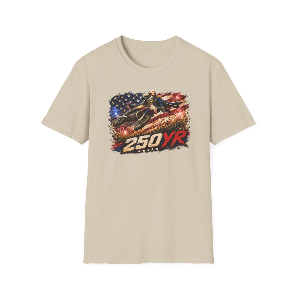 250YR American Flag Motorcycle T‑Shirt — Patriotic Biker Tee