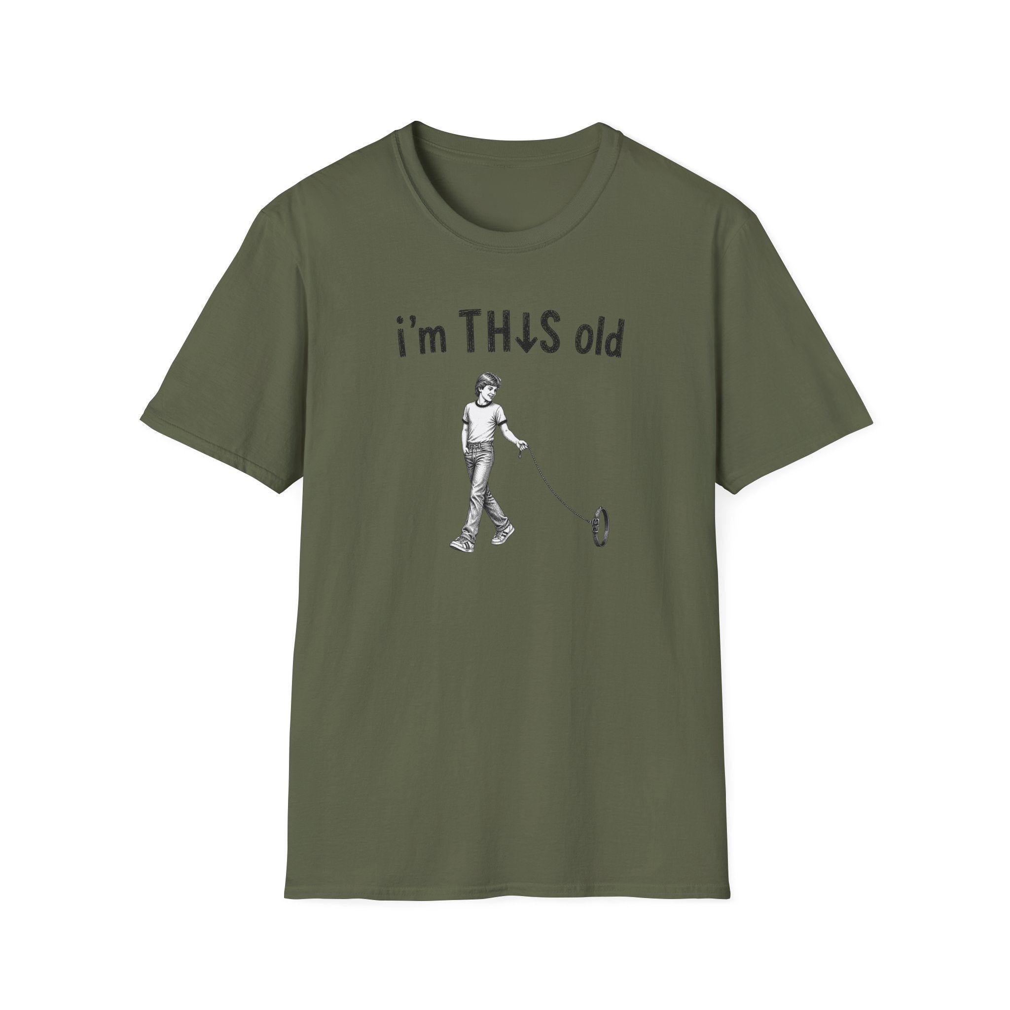 Vintage Toy Tee - "I'm This Old" Retro Kid with Hoop T-Shirt