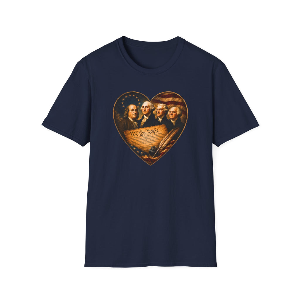 Patriotic Founding Fathers Heart T-Shirt — We the People Constitution Design