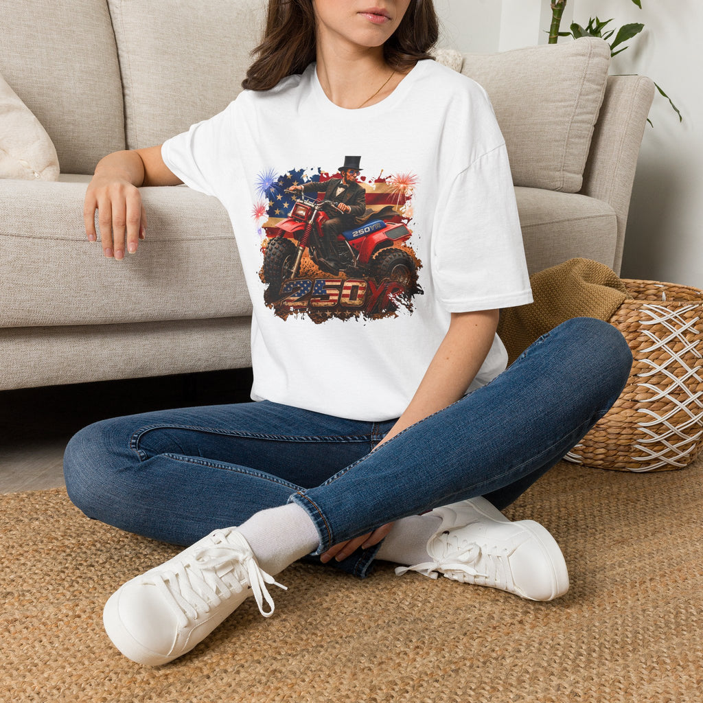 Patriotic Lincoln Riding ATV T-Shirt — 4th of July Veteran Americana Tee