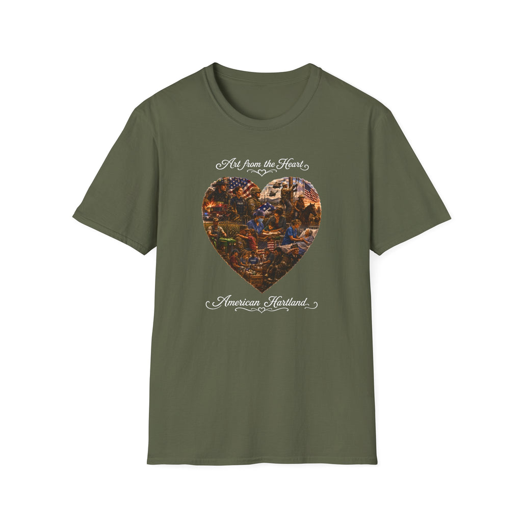 Heart-Shaped Americana Art T-Shirt — "Art from the Heart" Graphic Tee