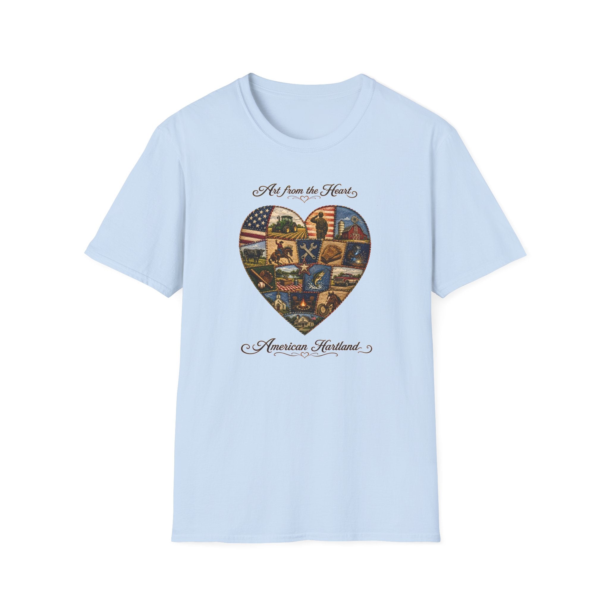 T-Shirt — "Art from the Heart, An American Heartland" Heart Collage Patriotic Tee