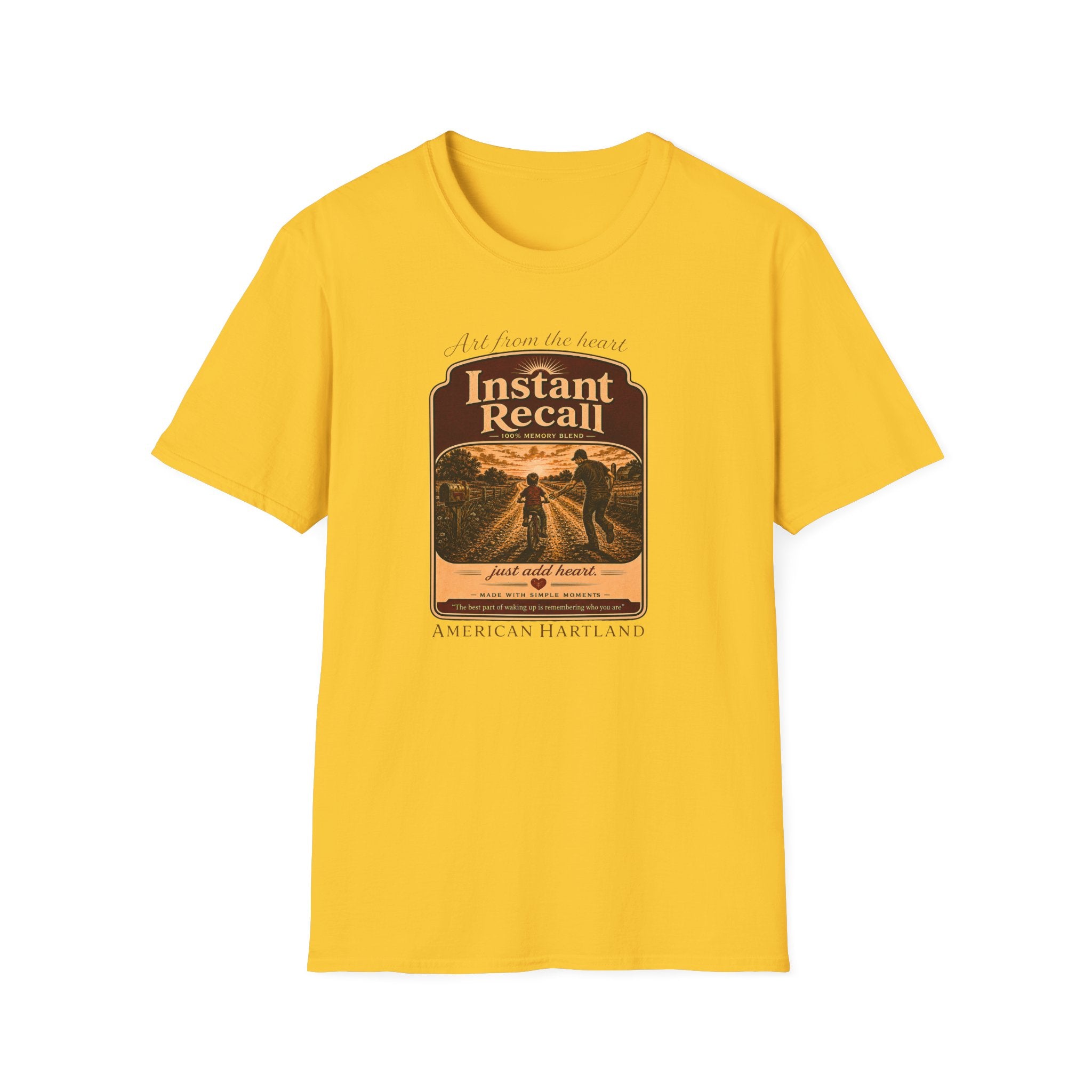 Instant Recall Vintage Tee — Retro Sunset Memory Graphic T-Shirt