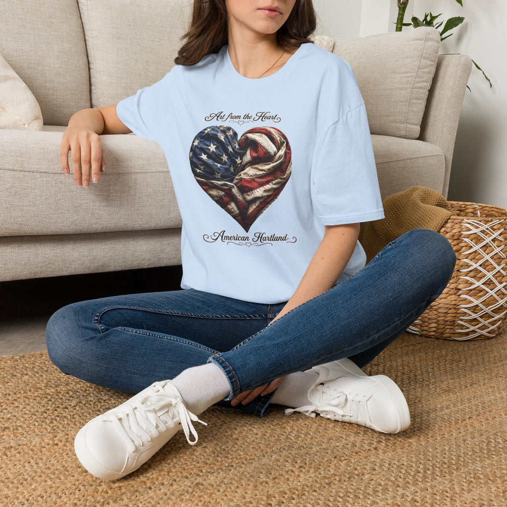Patriotic Heart T-Shirt — “Art From the Heart” American Flag Tee