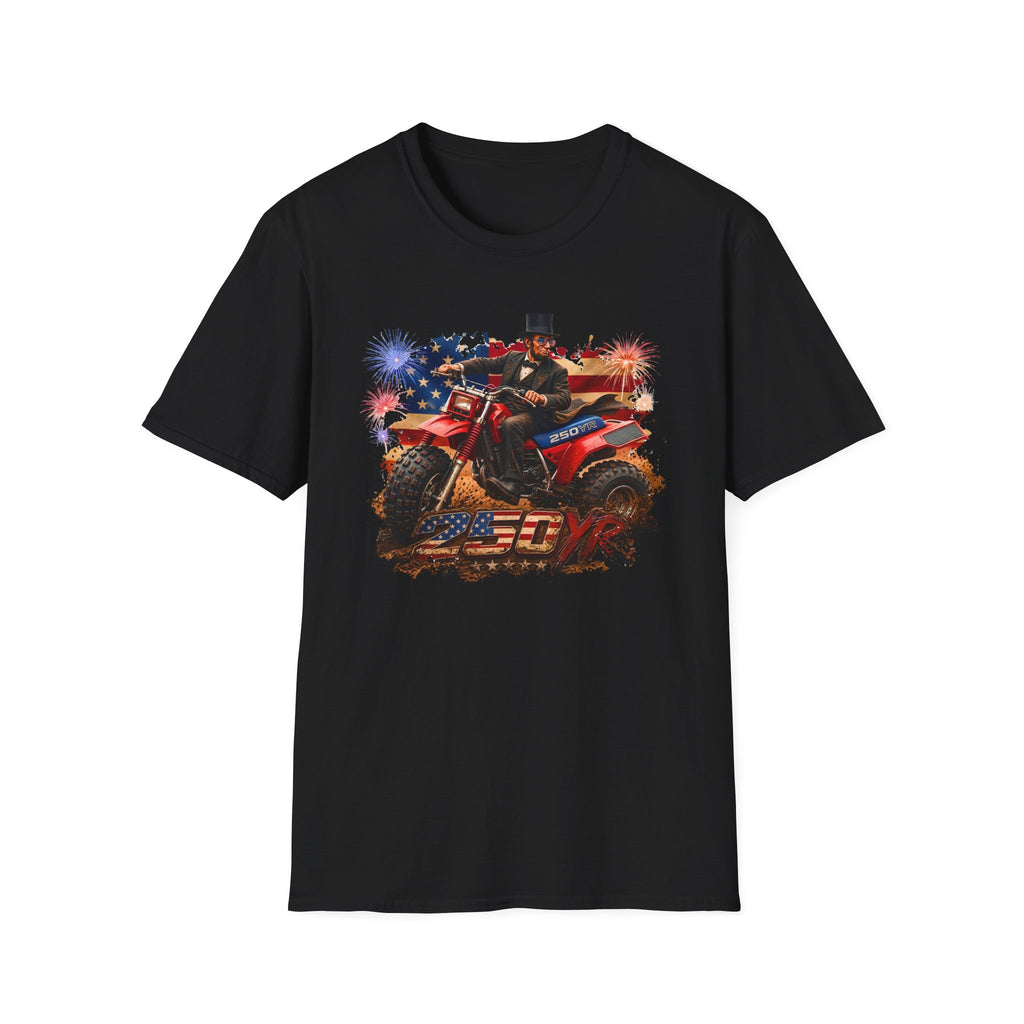 Patriotic Lincoln Riding ATV T-Shirt — 4th of July Veteran Americana Tee