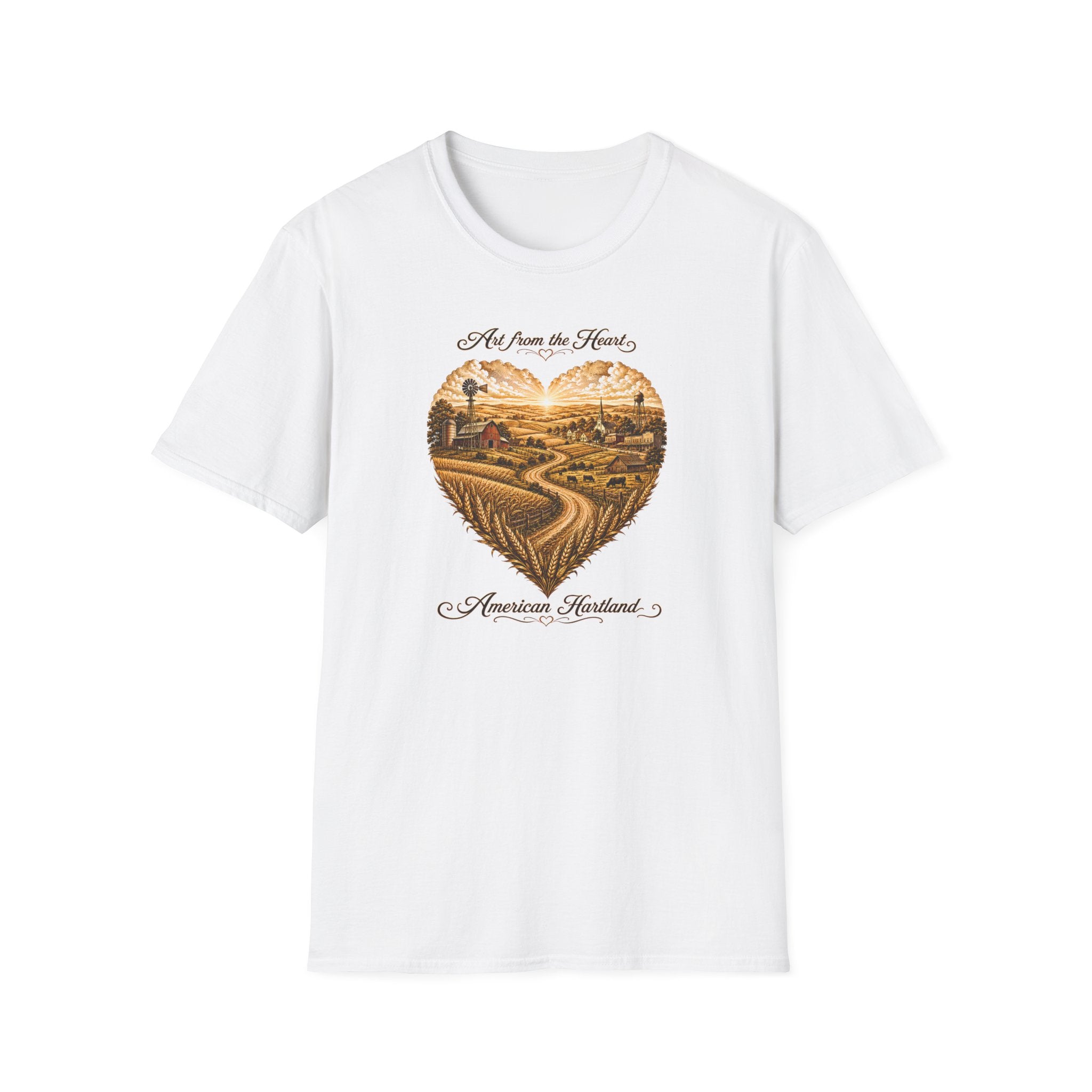 Heartland Farm T-Shirt — "Art from the Heart" Vintage Country Landscape