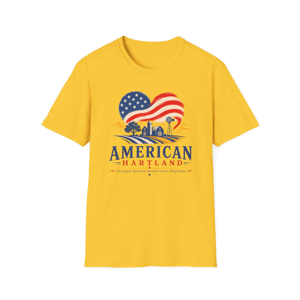 American Heartland T-Shirt — Patriotic Farm USA Flag Design
