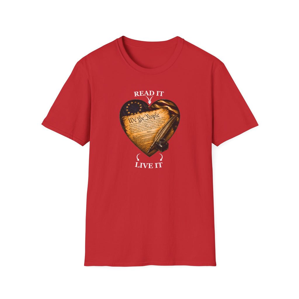 T-Shirt — "Read It, Live It" Constitution Heart Tee