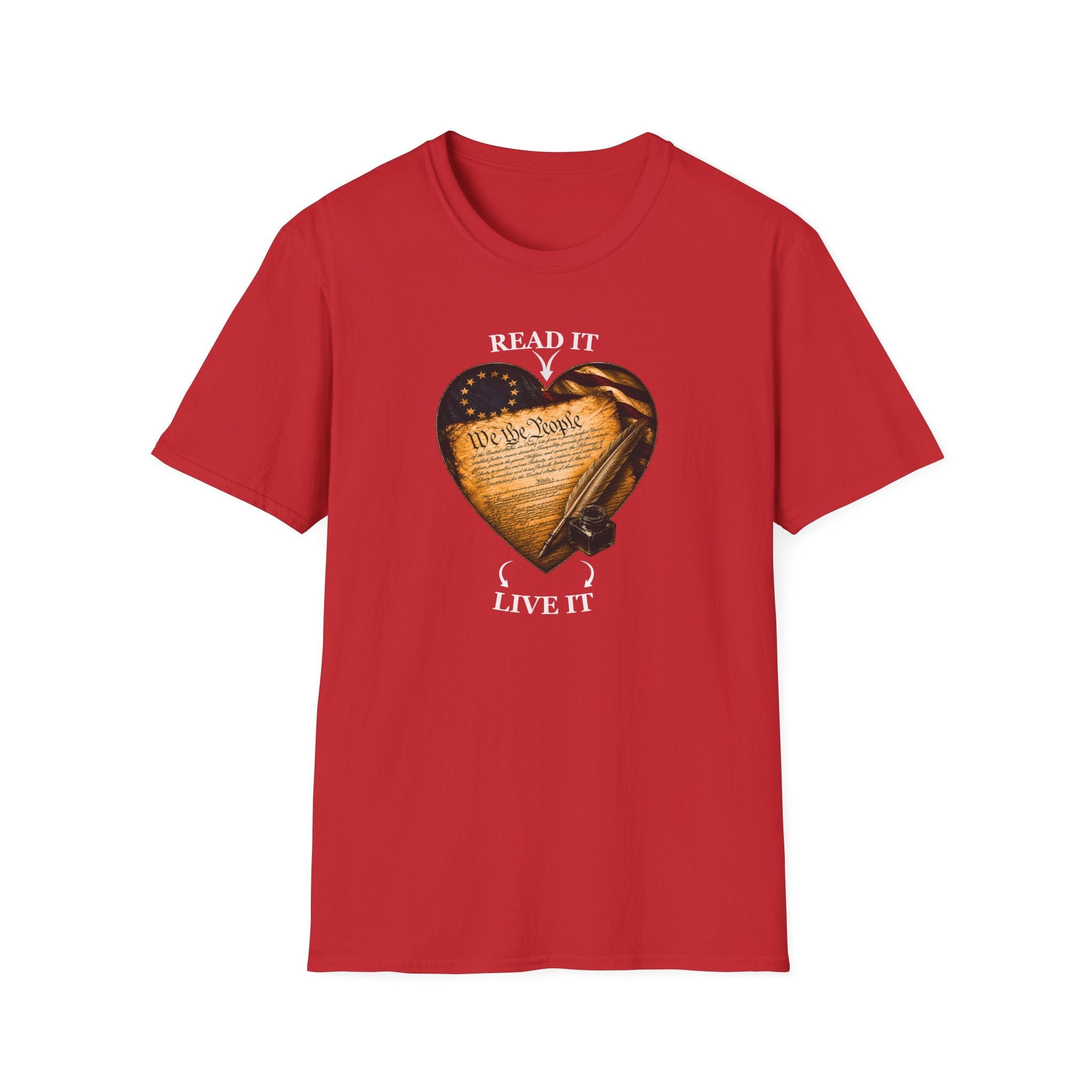 T-Shirt — "Read It, Live It" Constitution Heart Tee