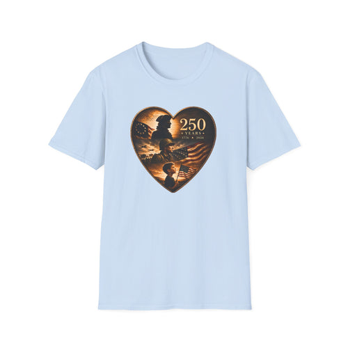 250 Years Heart American Flag T-Shirt — Patriotic 1776–2026 Commemorative Tee