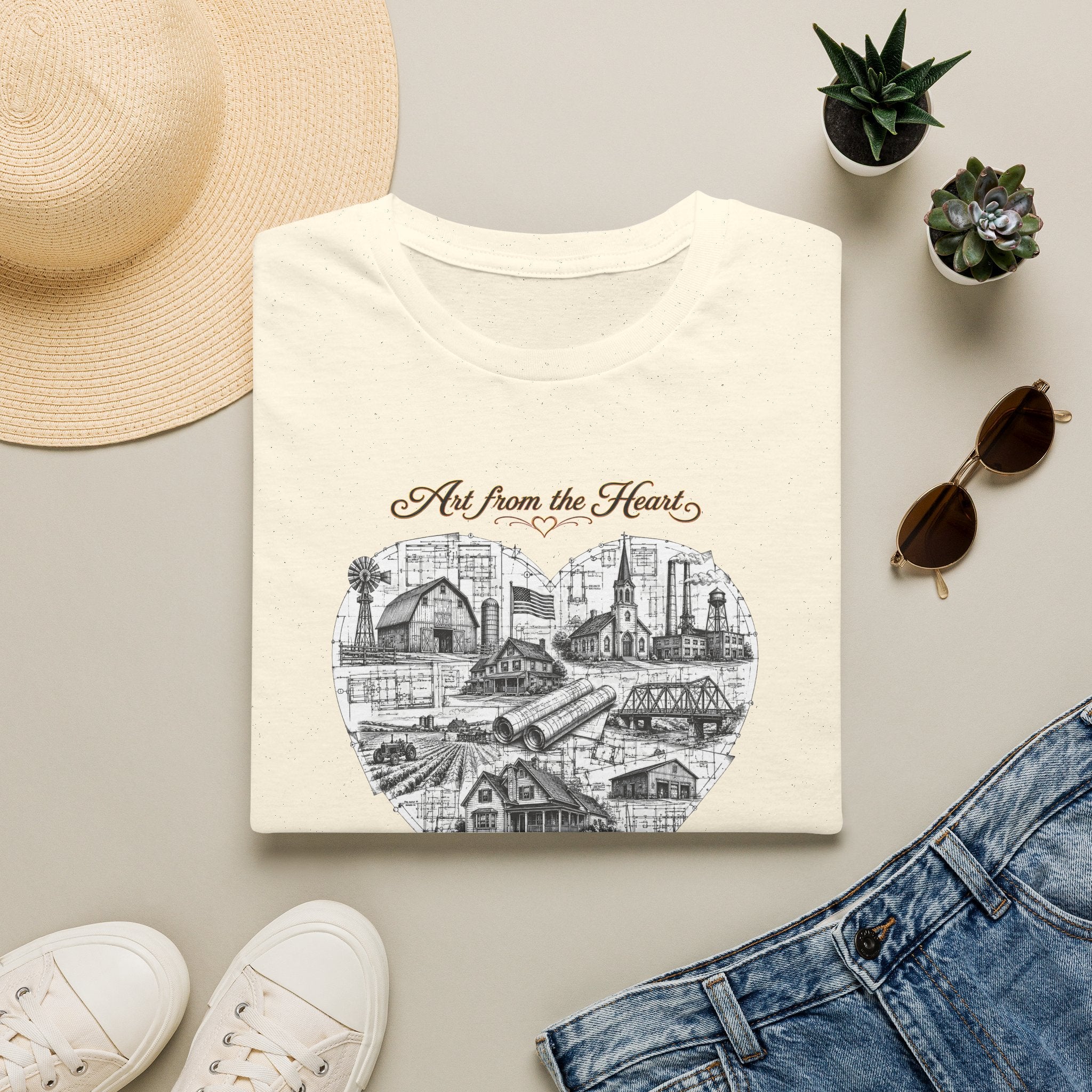 Heart Cityscape T-Shirt — "Art from the Heart" American Heartland Illustration