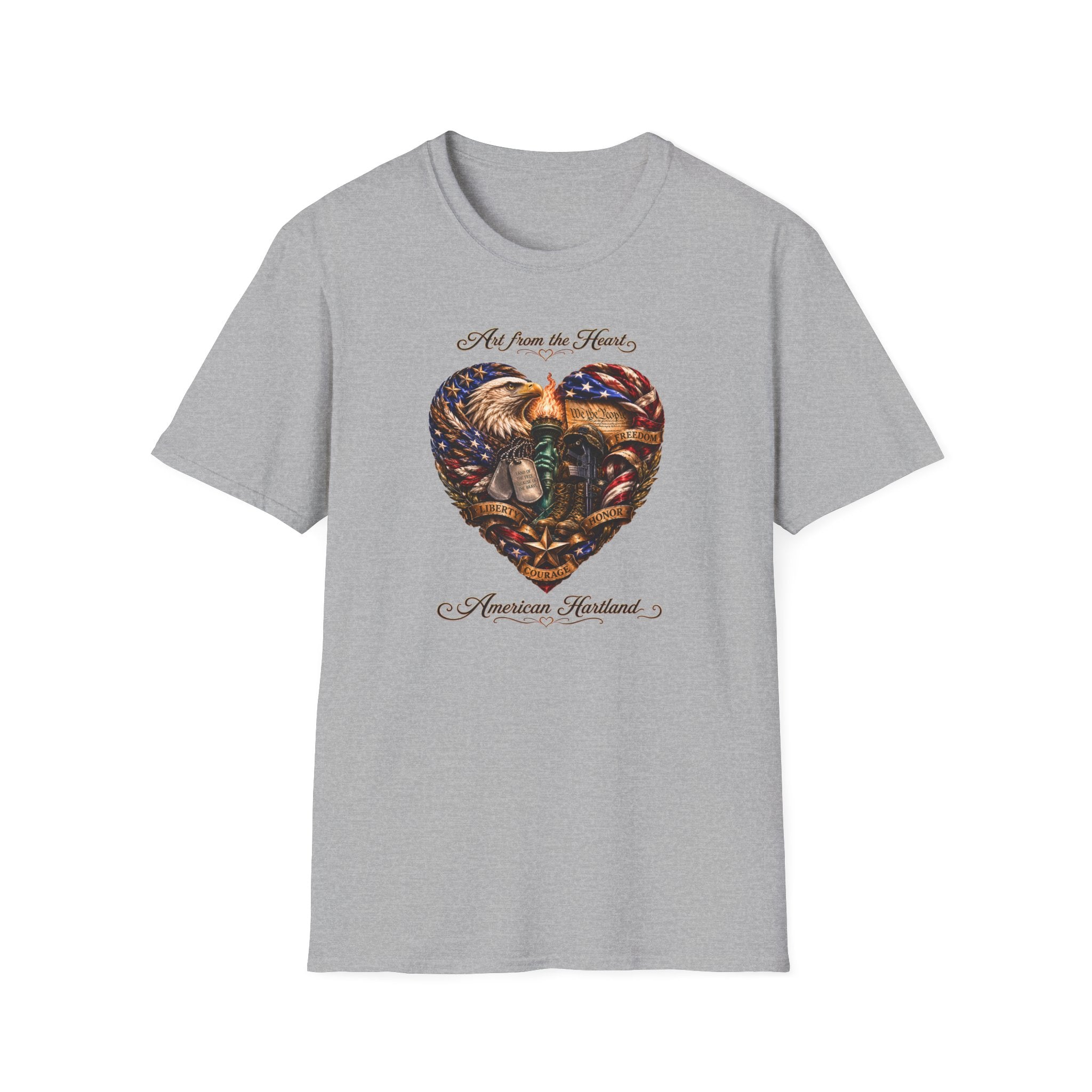 T-Shirt — "Art From the Heart" American Veterans Patriotic Eagle Heart Design