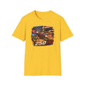 Motorcycle Patriotic T-Shirt — '250 YR' American Flag Dirt Bike Design