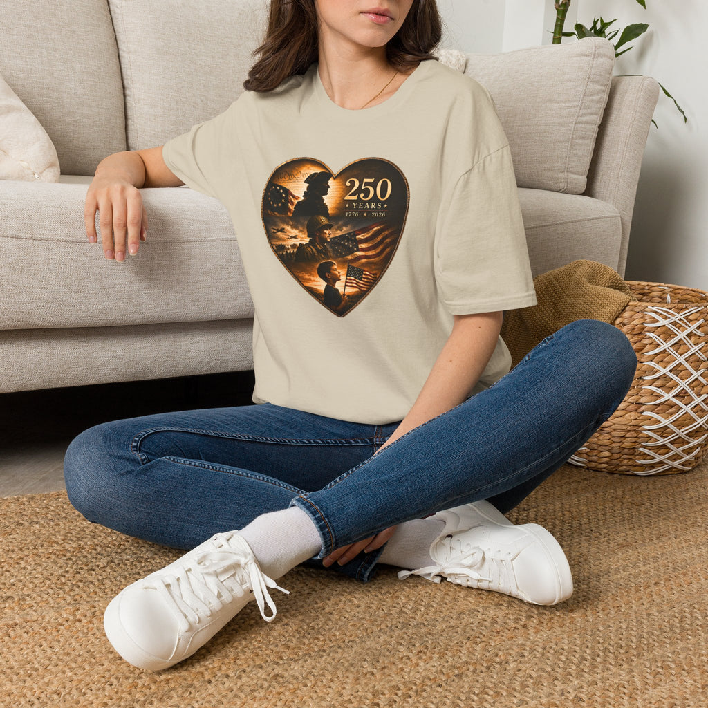 250 Years Heart American Flag T-Shirt — Patriotic 1776–2026 Commemorative Tee