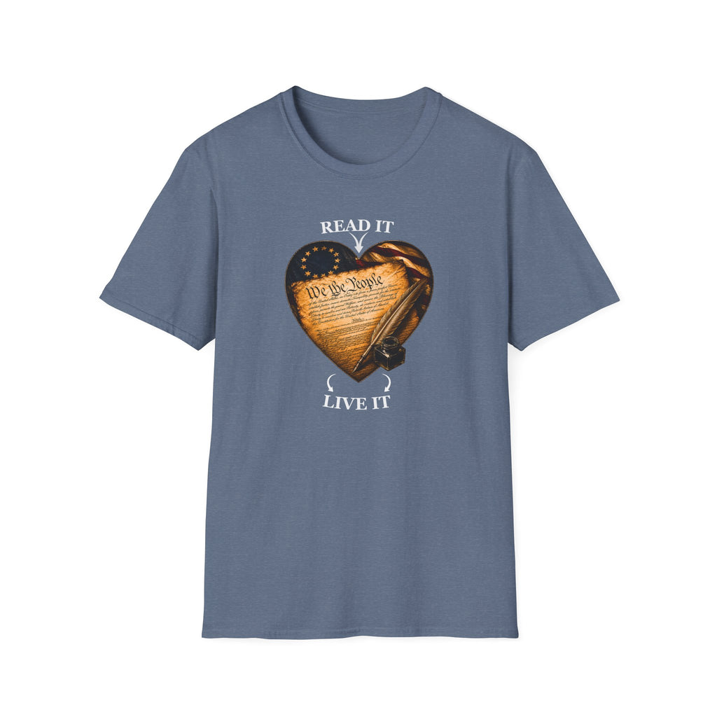 T-Shirt — "Read It, Live It" Constitution Heart Tee
