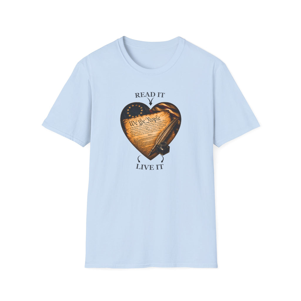 T-Shirt — "Read It, Live It" Constitution Heart Tee