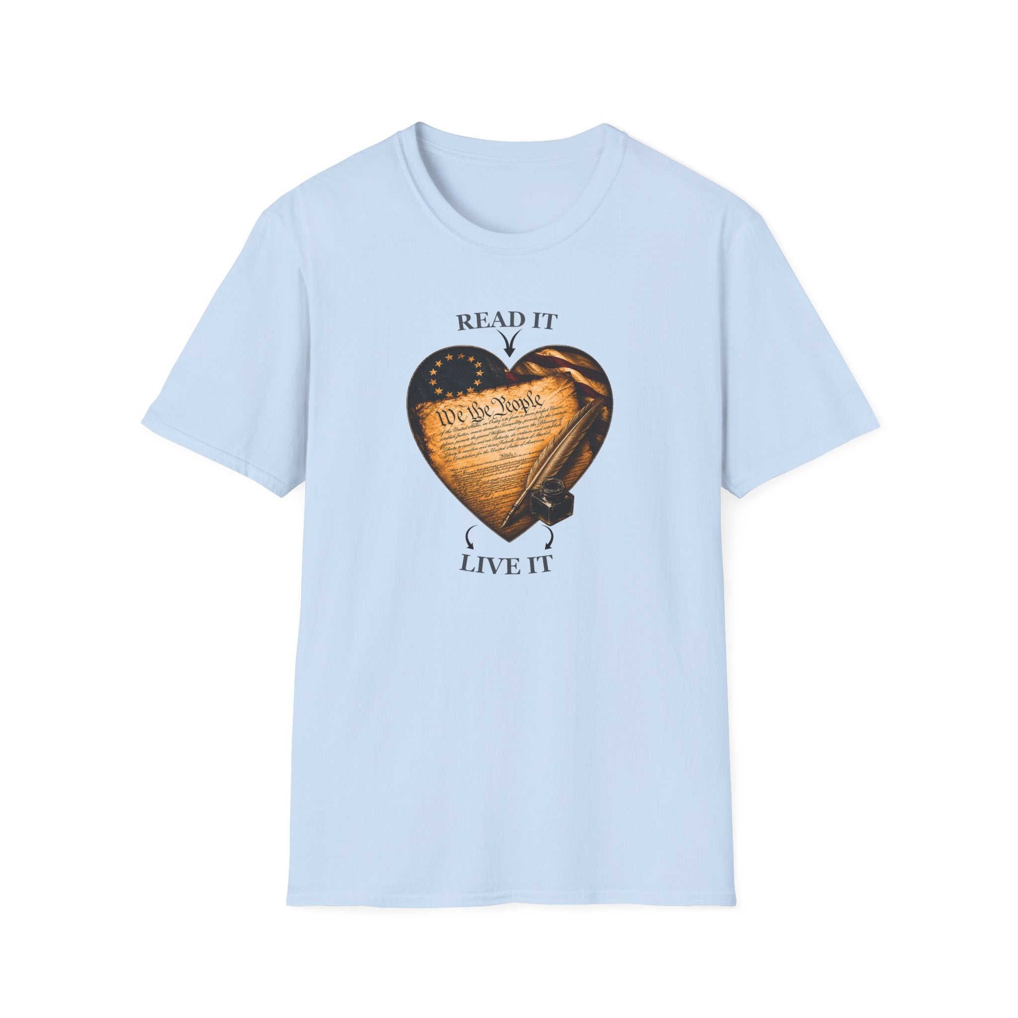 T-Shirt — "Read It, Live It" Constitution Heart Tee